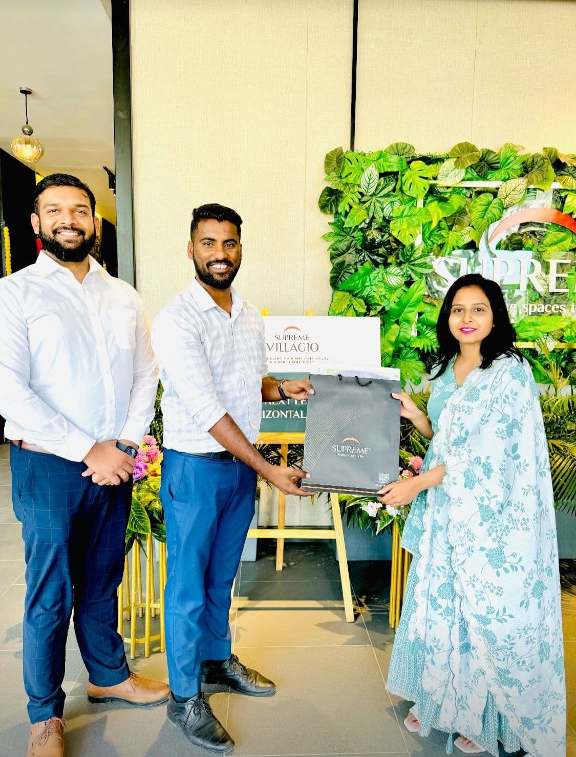 Award ceremony with two men in suits